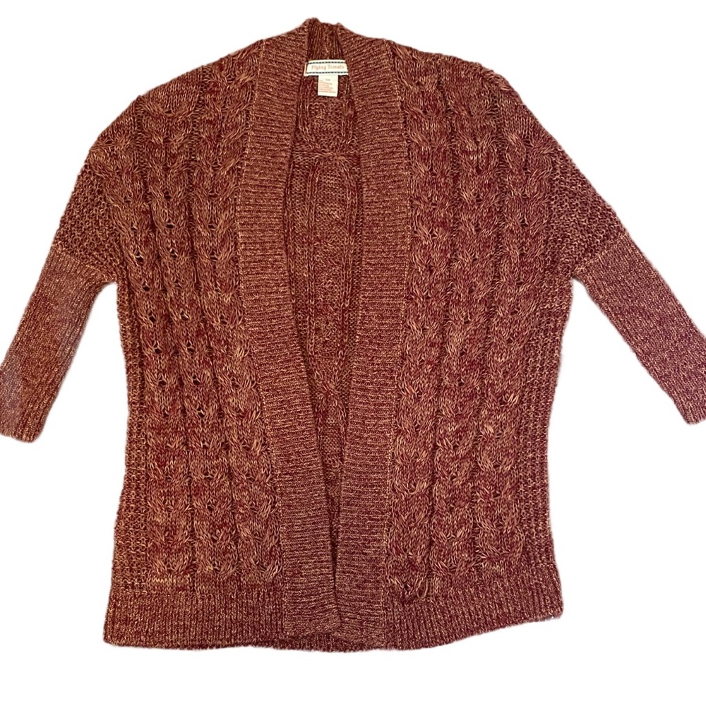 Flying Tomato Open-Front Cardigan With Shirt Sleeves Size S/M